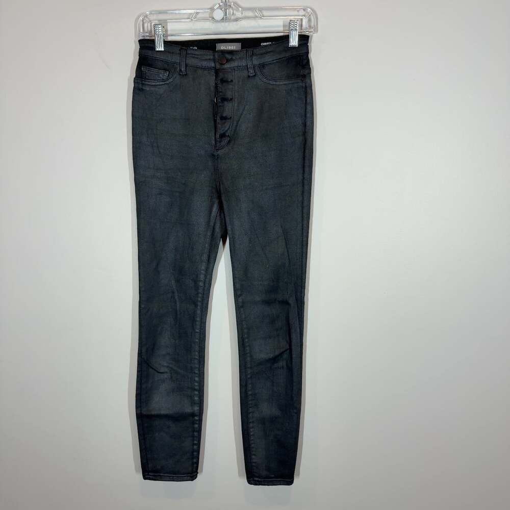 DL1961 Chrissy Ankle Skinny Jeans Womens 28 Ultra High Rise Coated Black Grunge